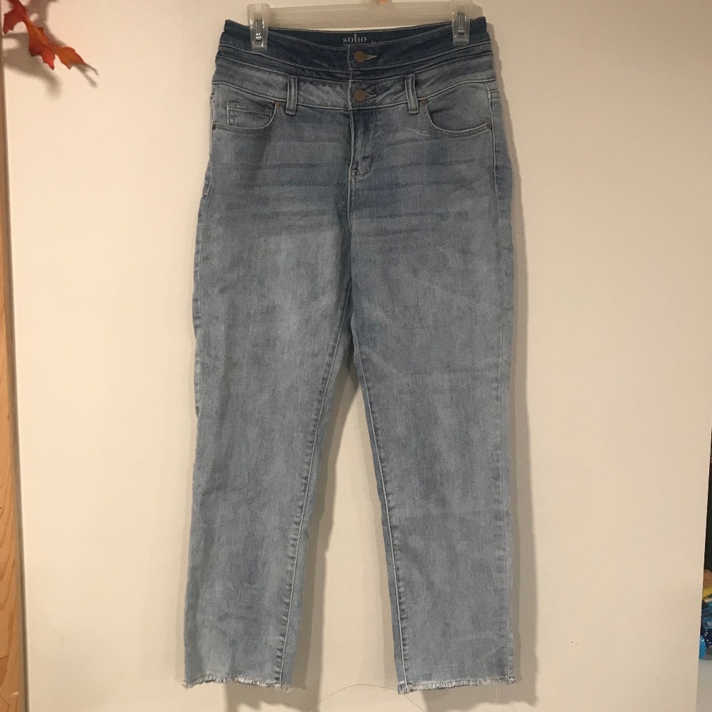 🍓Like New Faded Wash Distressed High Waist Straight Crop